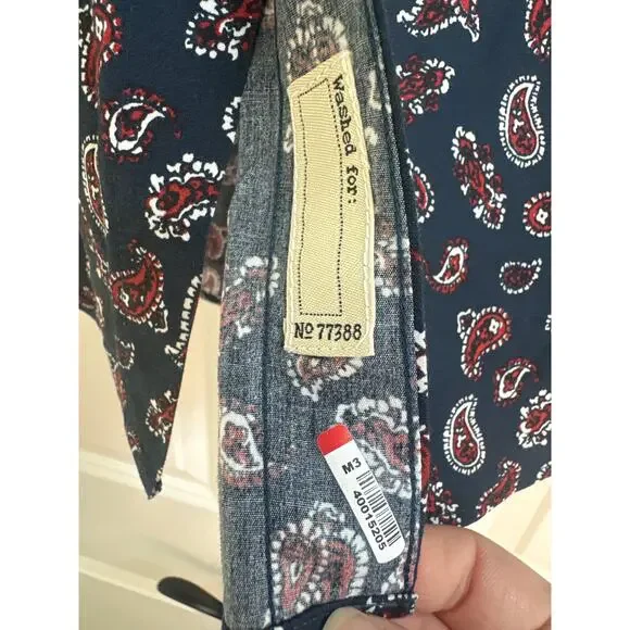 J. Crew Men's Slim Fit Blue with Red and White Paisley Print Collar Button Down - Picture 5 of 11